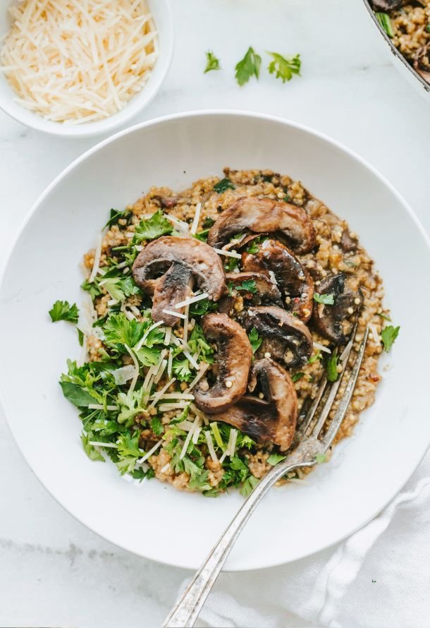 risotto cremoso ai funghi e asparagi 1