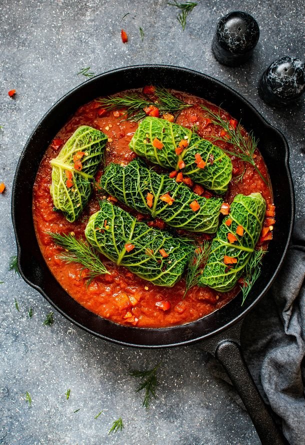 involtini di cavolo ripieni di quinoa e lenticchie